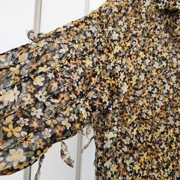 Zara Floral Fringe Blouse Long Sleeves Sheer Fairy Ethereal Garden Girl Pretty - Picture 4 of 8